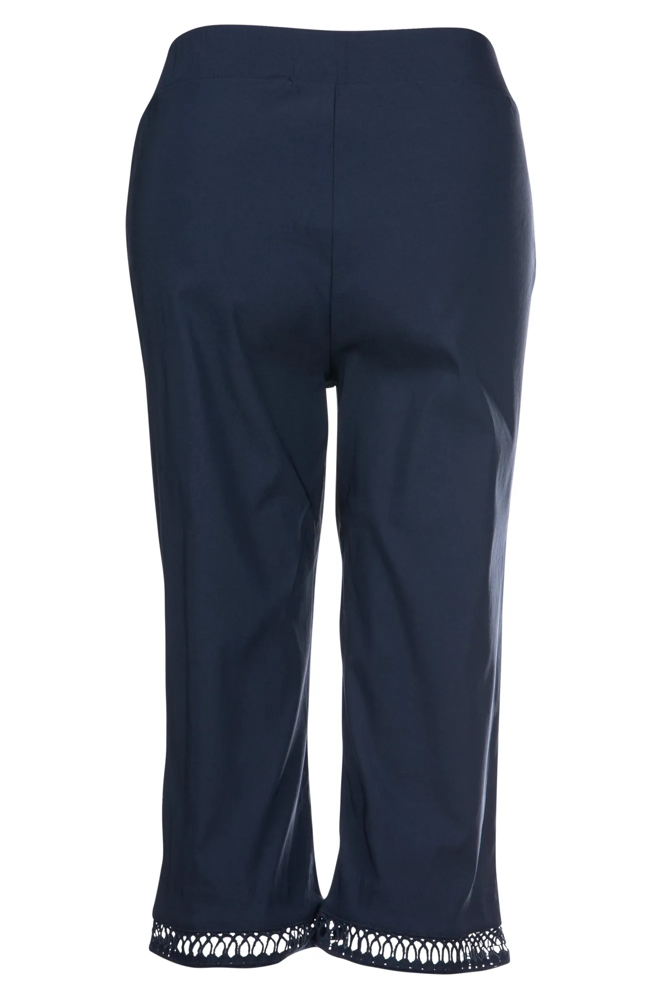 SmoothZipClosure Mid Calf Pants with lattice trim | NAVY | 6302A1