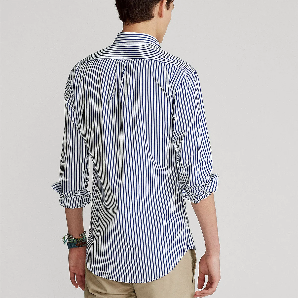 Active Wearable Travel convenience Polo Ralph Lauren - Custom Fit Brushed Poplin Shirt in Blue/Wht