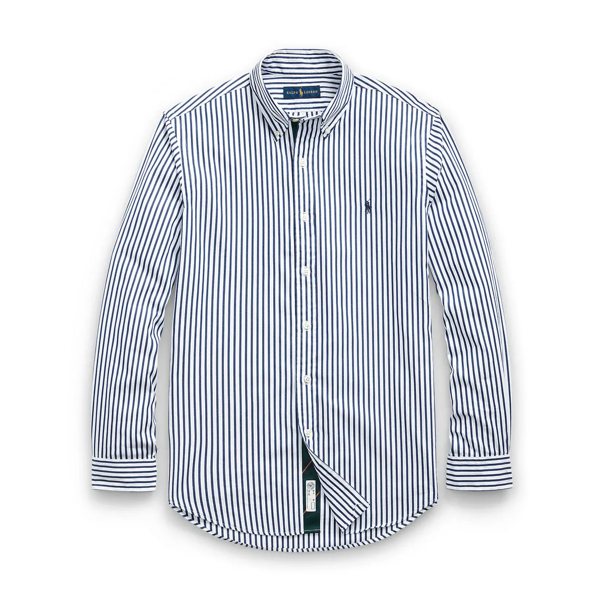 Cool Weather Wear Polo Ralph Lauren - Custom Fit Brushed Poplin Shirt in Blue/Wht