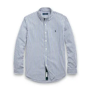 Cool Weather Wear Polo Ralph Lauren - Custom Fit Brushed Poplin Shirt in Blue/Wht