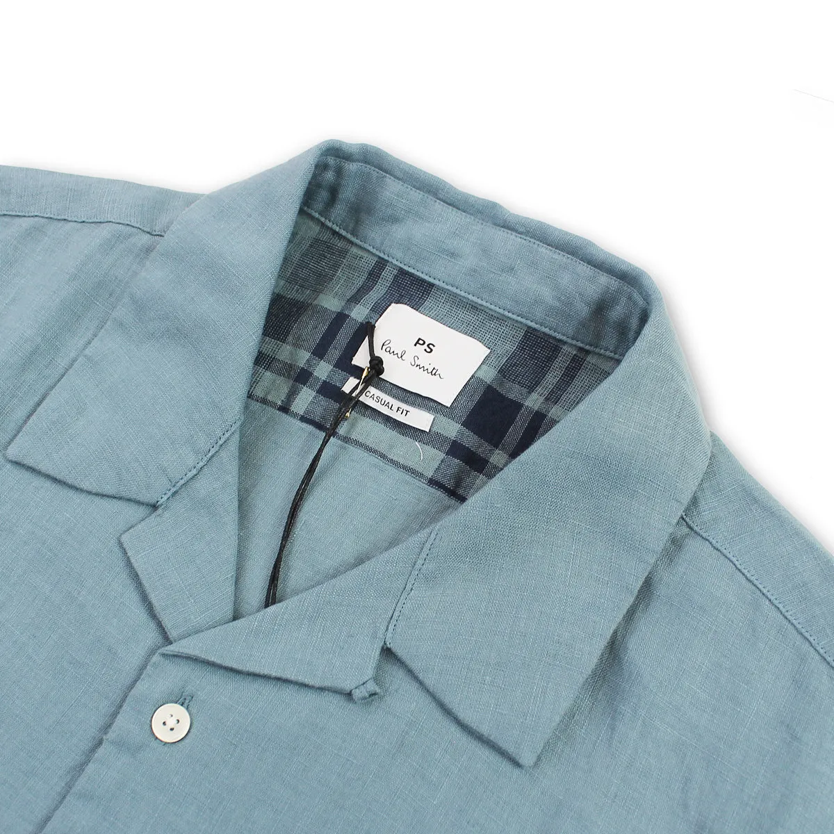 Casual Mode PS Paul Smith - Casual Fit SS Linen Shirt in Light Blue