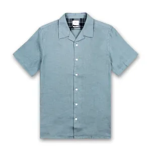 Soft and Lightweight Everyday Flex PS Paul Smith - Casual Fit SS Linen Shirt in Light Blue