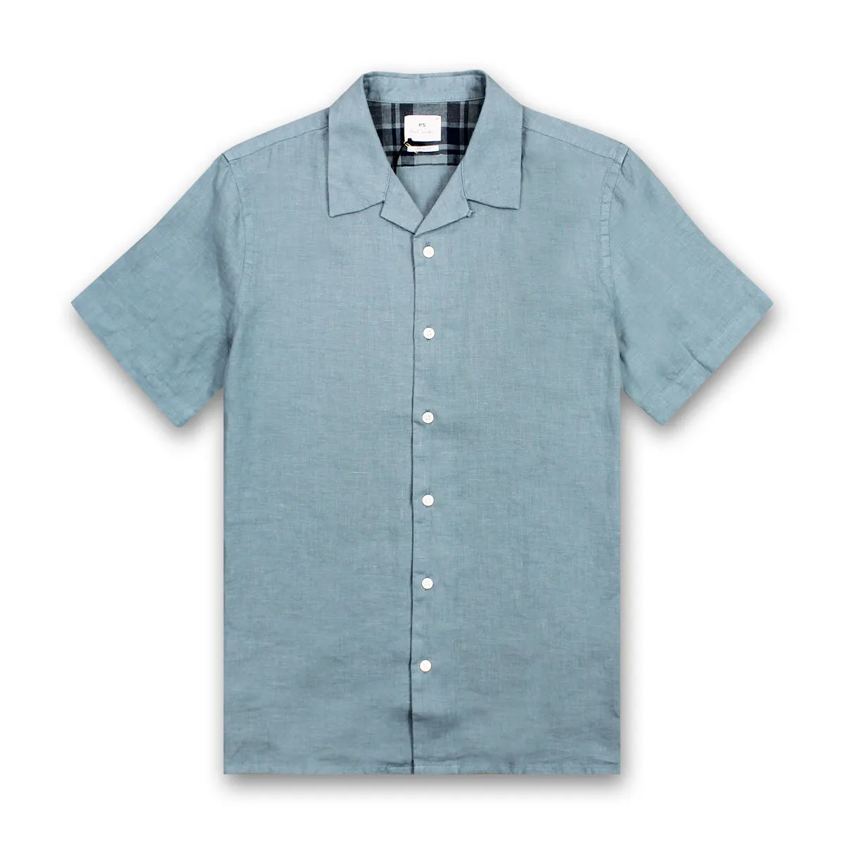 Soft and Lightweight Everyday Flex PS Paul Smith - Casual Fit SS Linen Shirt in Light Blue