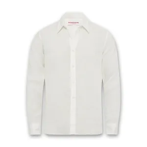 Sporty Appeal Colorfast Dye Orlebar Brown - Justin Relaxed Fit Linen Shirt in White