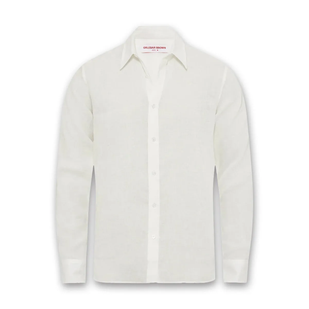 Sporty Appeal Colorfast Dye Orlebar Brown - Justin Relaxed Fit Linen Shirt in White