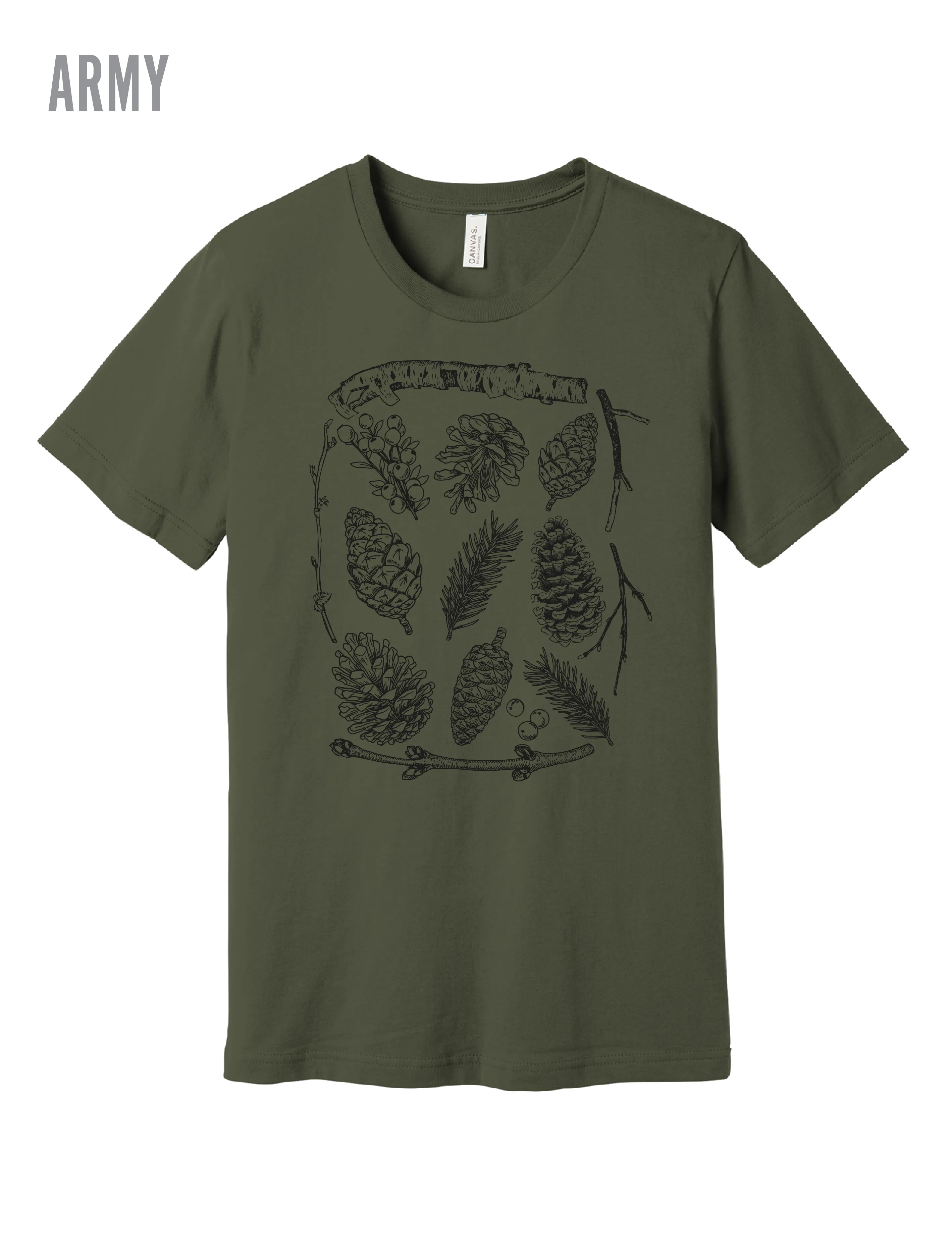 Printed design Crew neck classic Pinecones ?? Cotton T-Shirt
