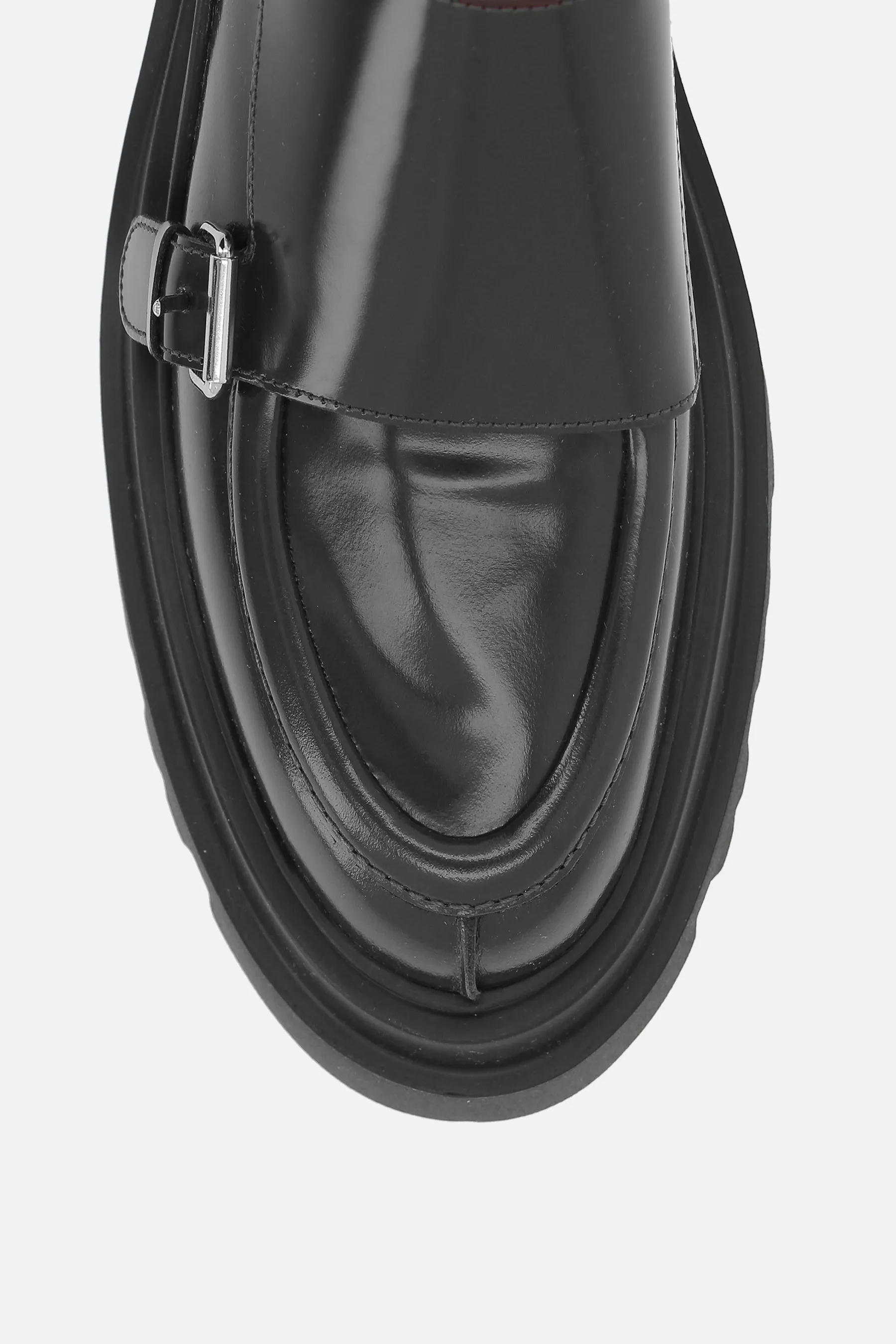 Moisture Wicking Sockliner platform loafer in polished leather