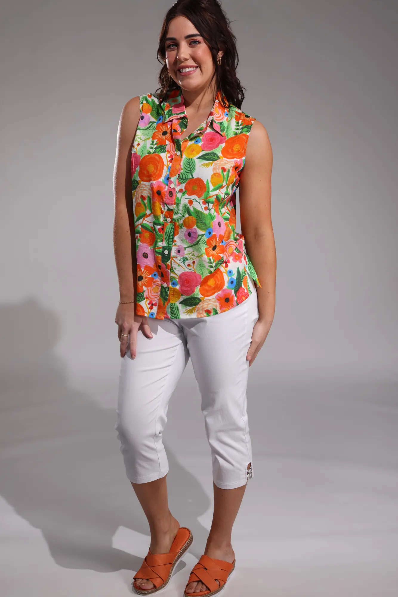 Platinum Bengaline Mid Calf Pant | WHITE | 6303A1 No Iron