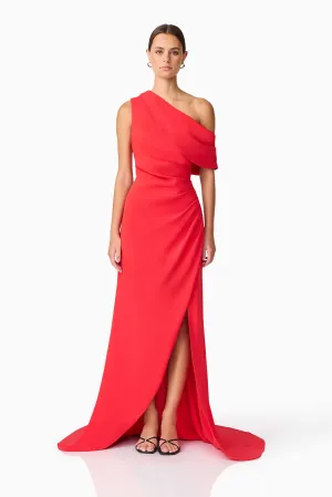 Warm Season Isadora Off The Shoulder Gown in Red