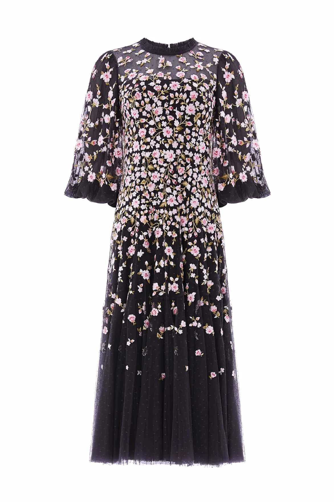 Sylvia Rose Round Neck Ankle Gown Collar Accent