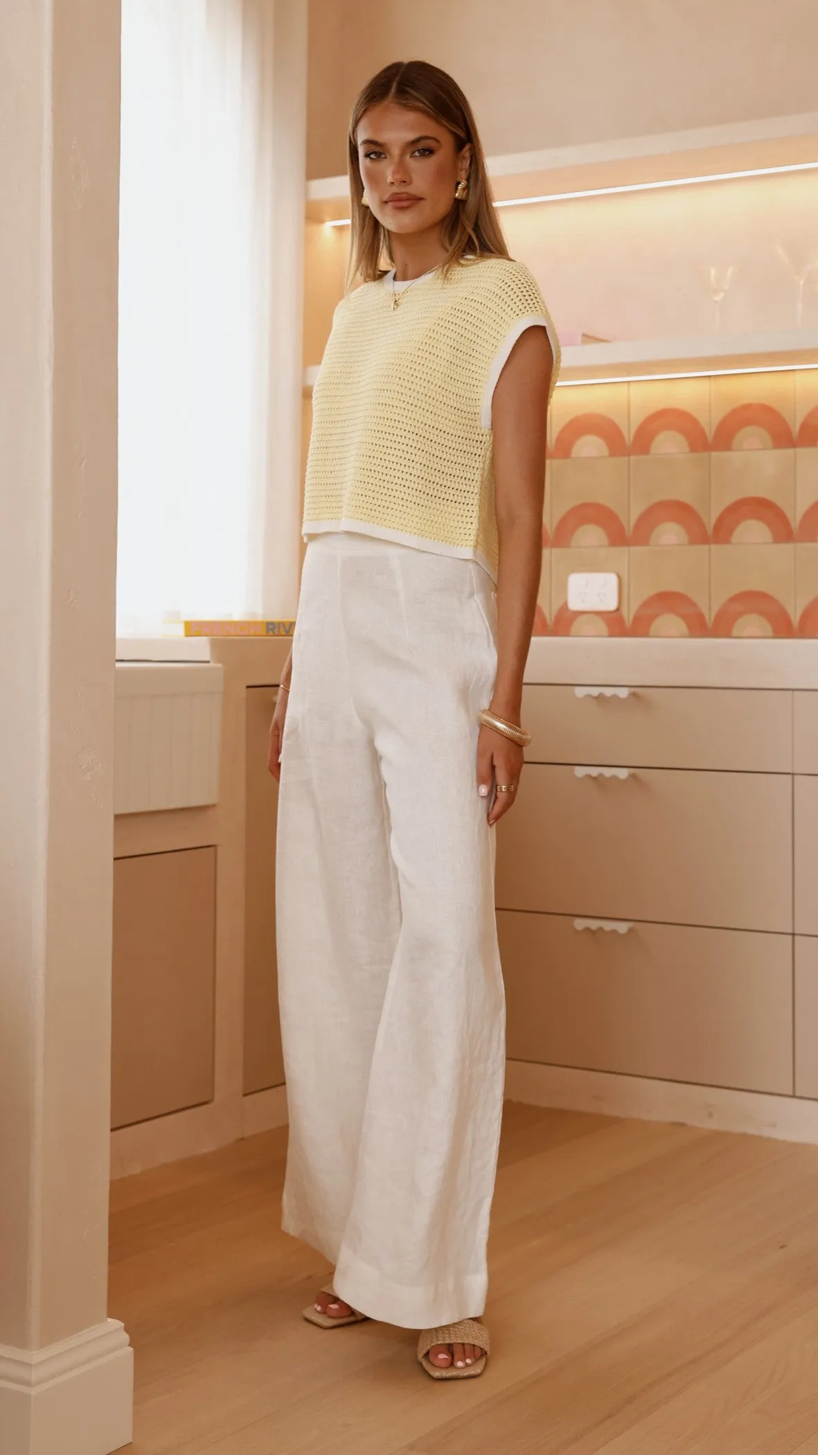 VersatileCuff Shoreline Crochet Top - Yellow