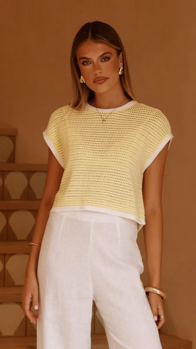 Shoreline Crochet Top - Yellow CompactPackaging Adjustable Fastenings