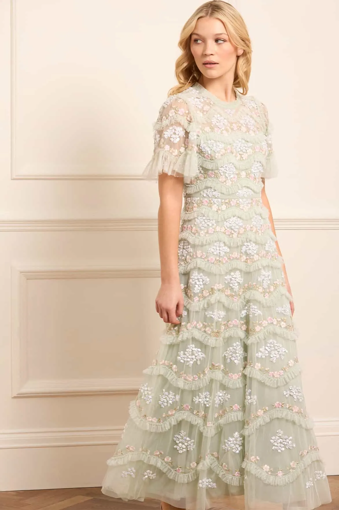 Daisy Wave Ankle Gown Side Slit Sleek and Sleek