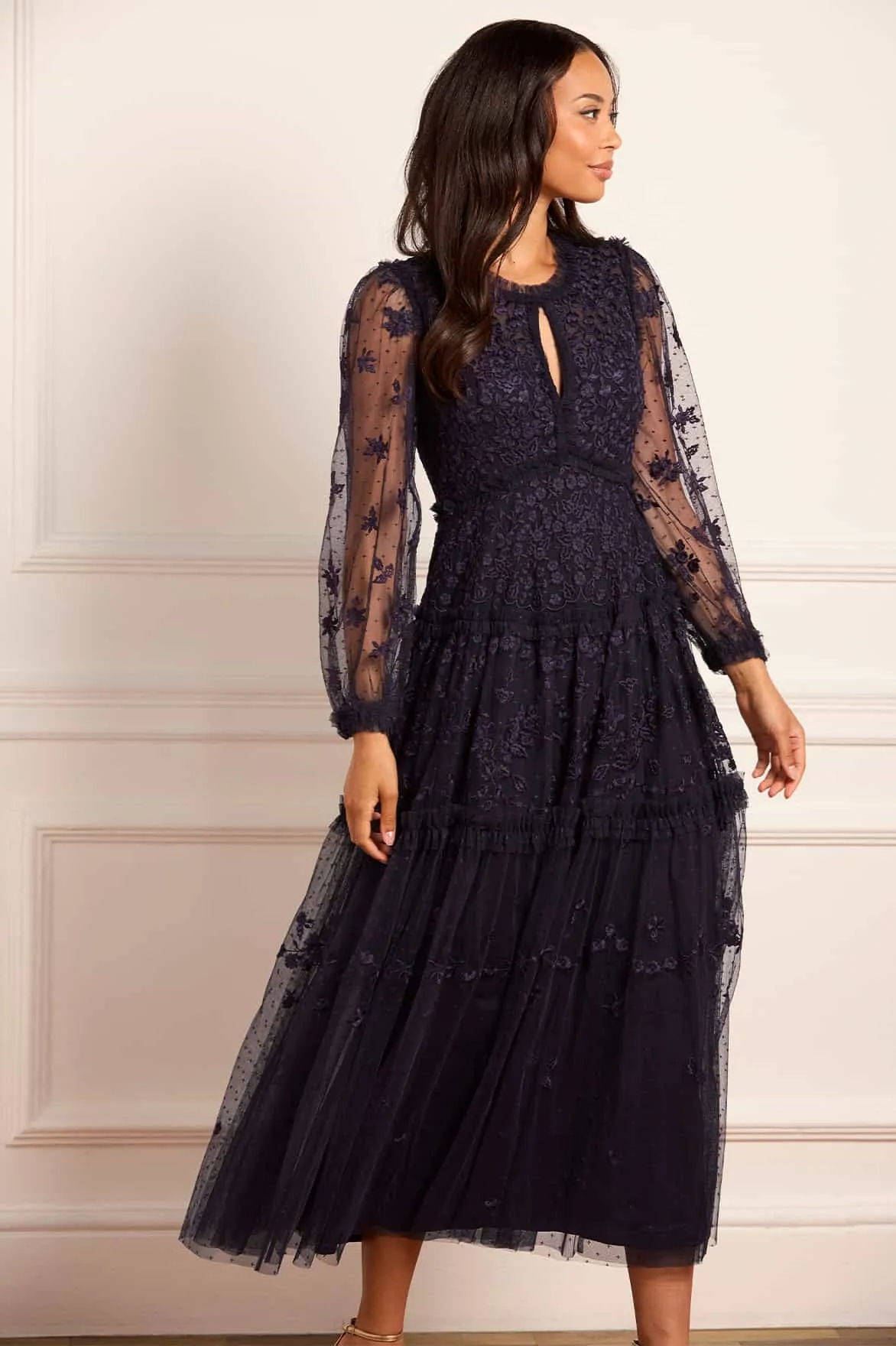 Autumn Lace Long Sleeve Ankle Gown Fashionable And Functional
