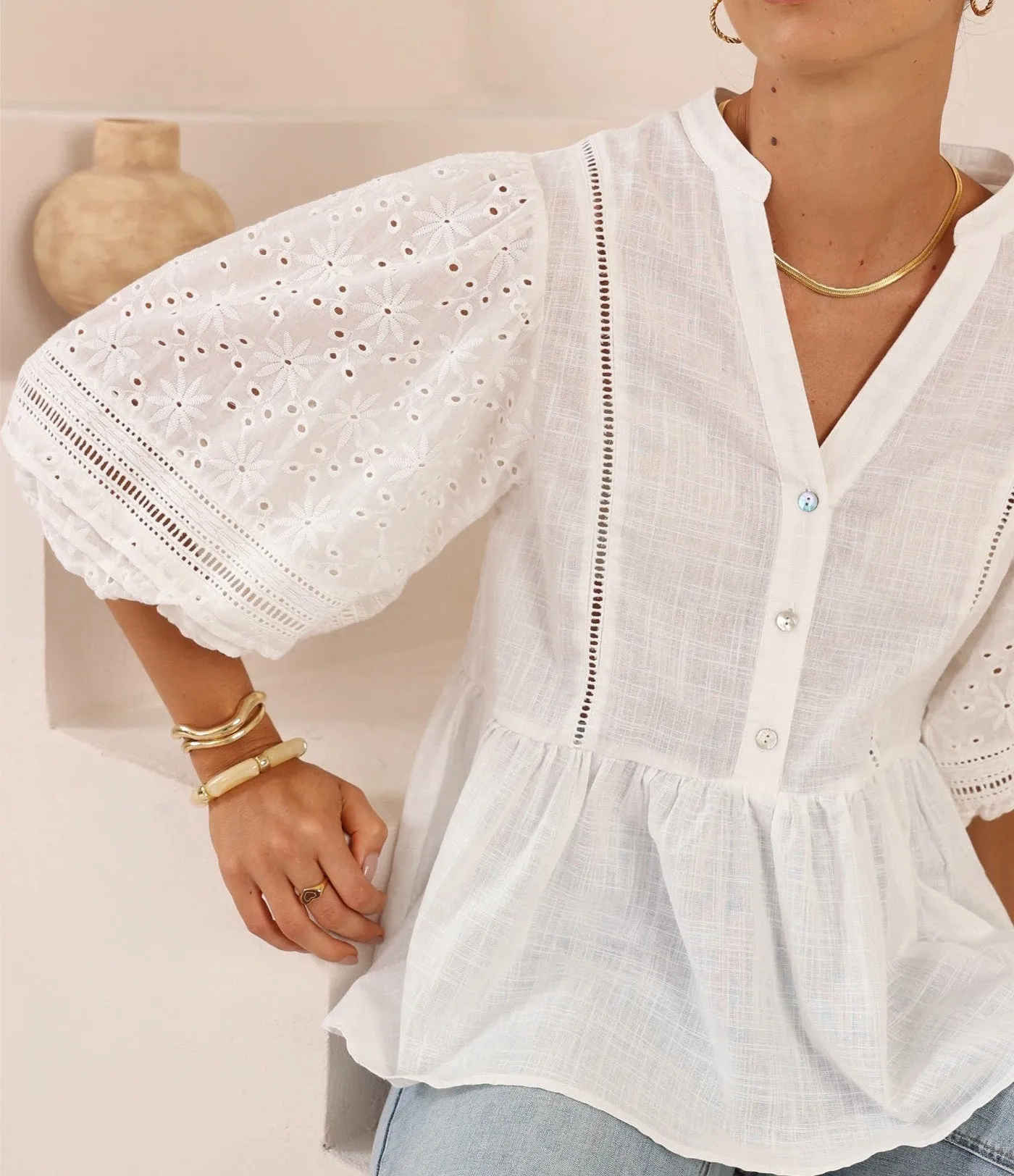 Winslet Top - White Opaque Tone