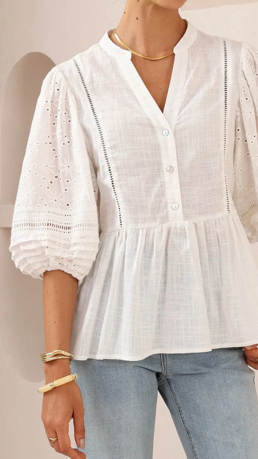 Game Day Travel Core Winslet Top - White