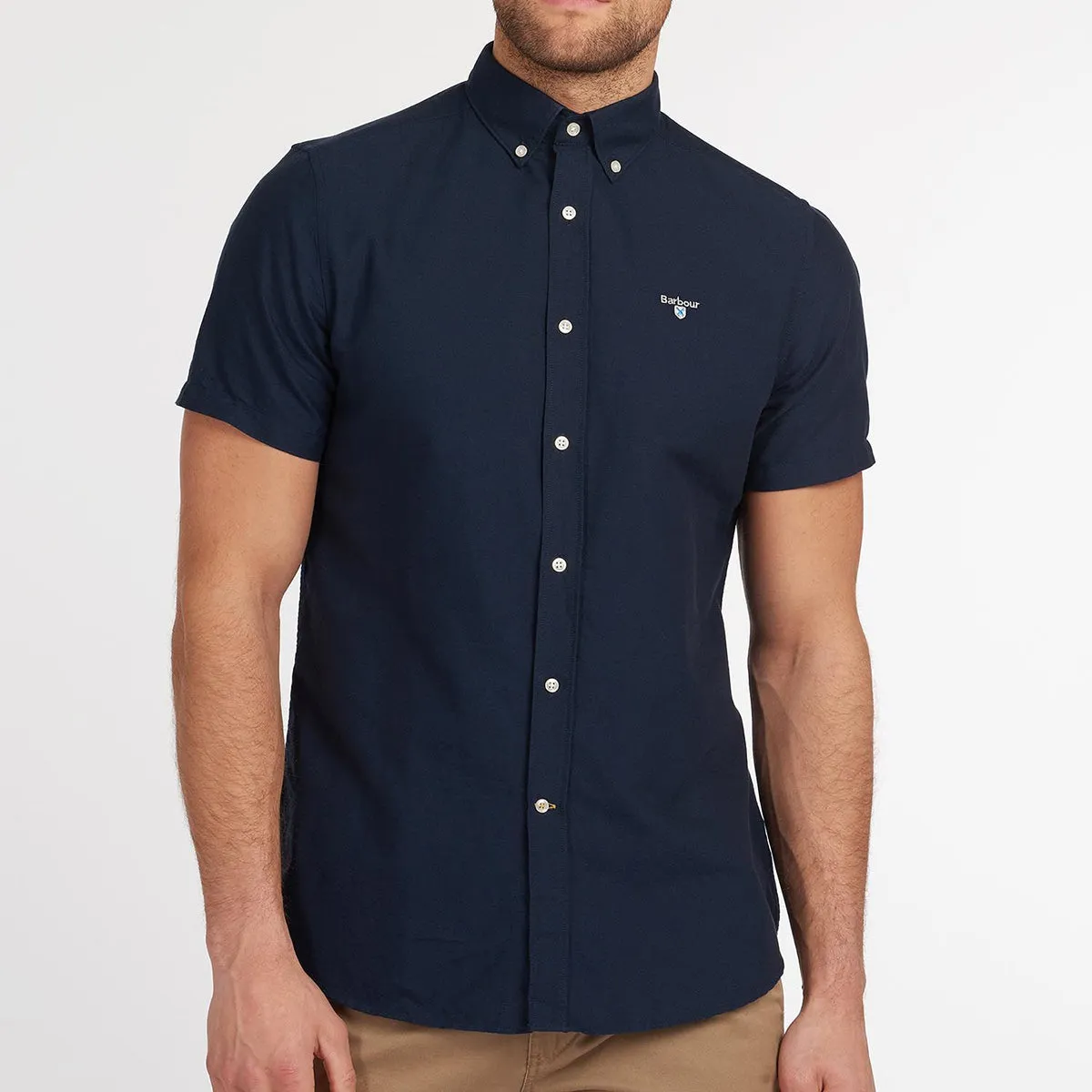 FlexibleKnit Barbour - Oxford 3 Tailored Fit SS Shirt in Navy