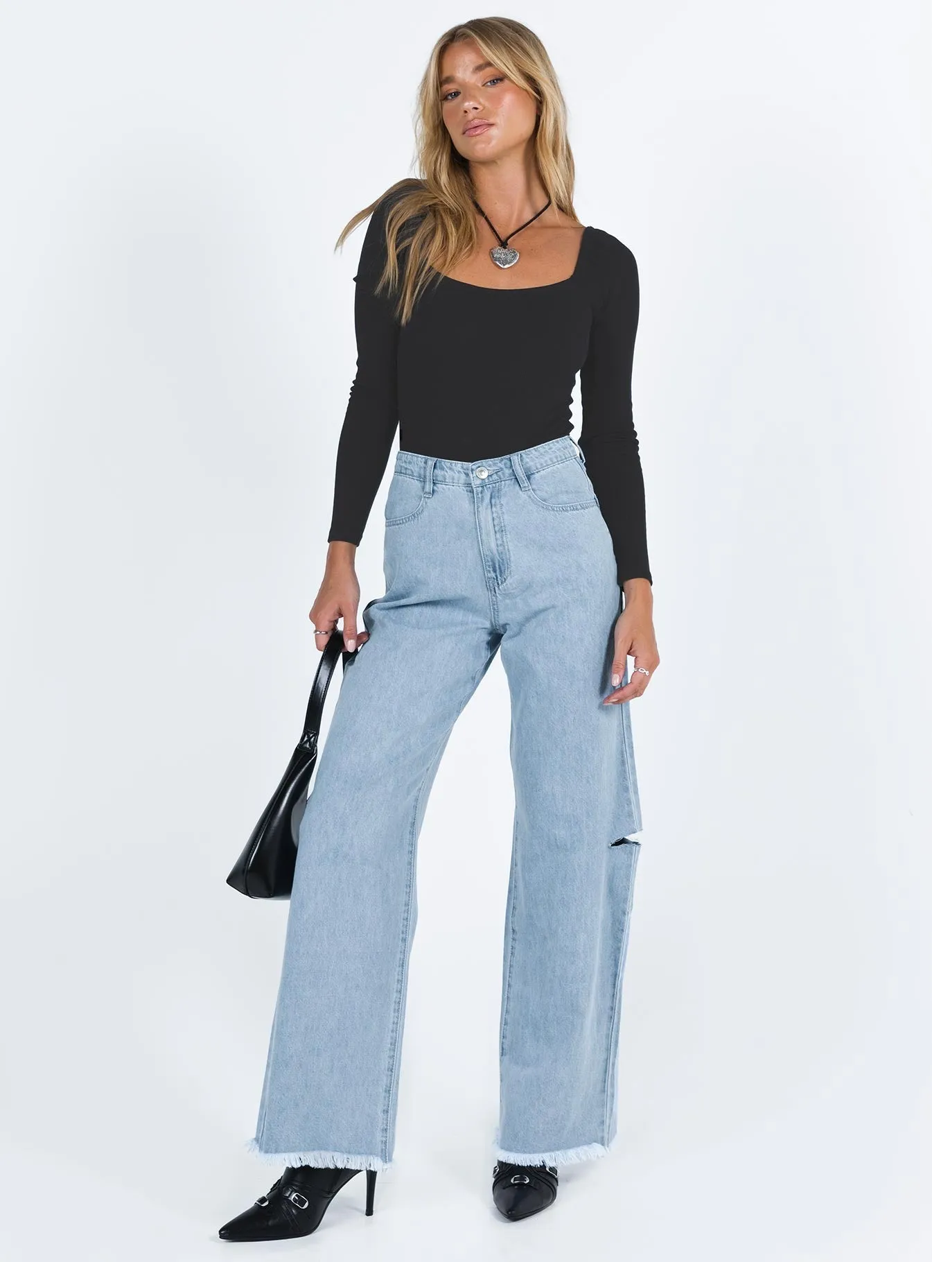 Music Event Smooth Casual Rebekah Wide Leg Jeans Mid Wash Denim