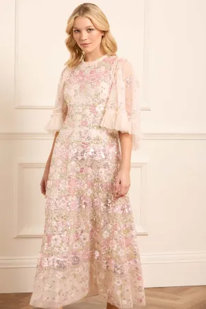 Autumn-Season Stylish Look Garden Delight Gloss Ankle Gown