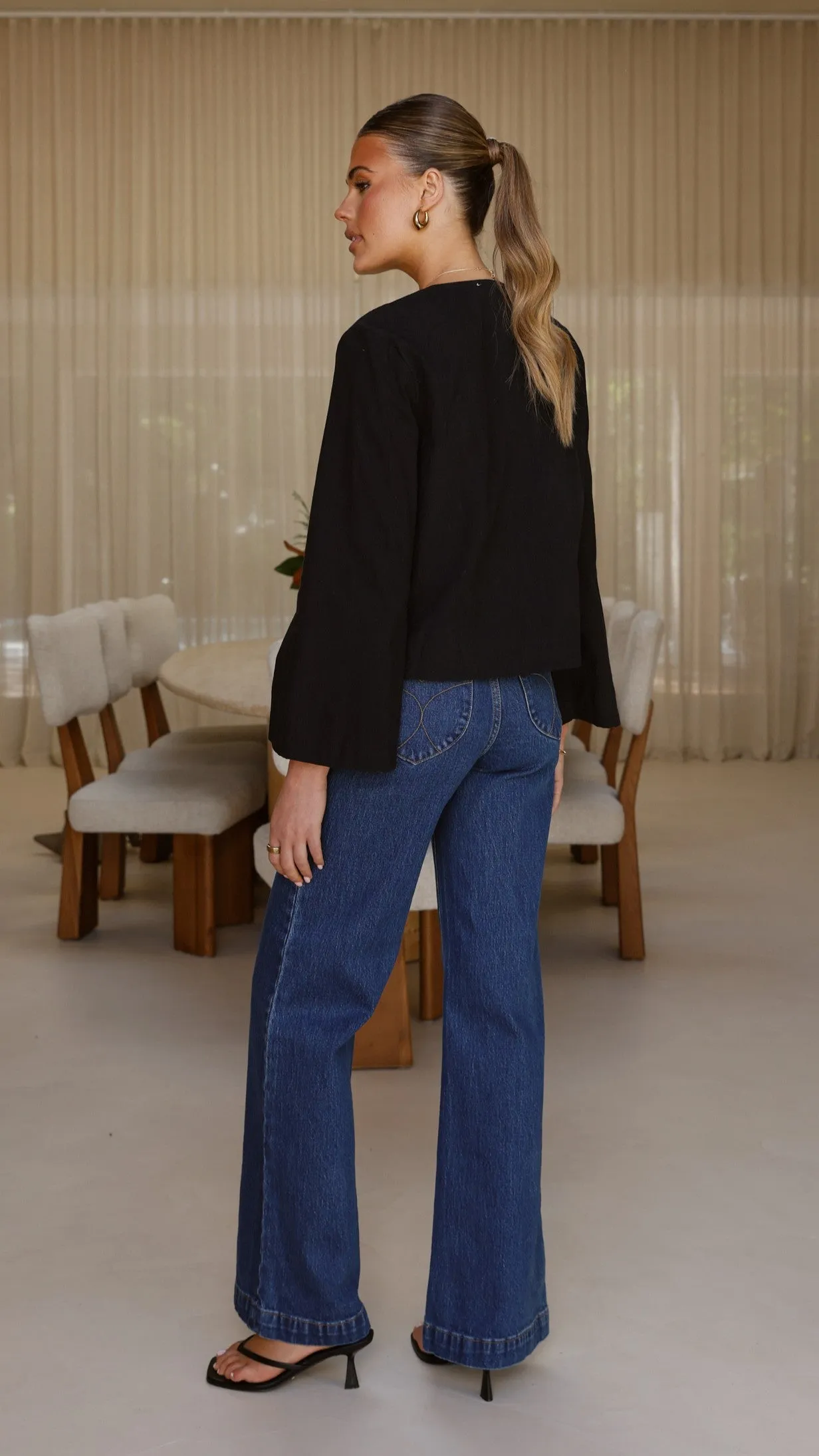 Relaxing Wear Kiera Tie Front Top - Black