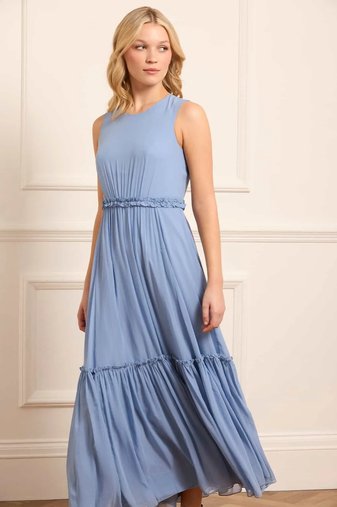 Wide Swing Harper Chiffon Cape Ankle Gown