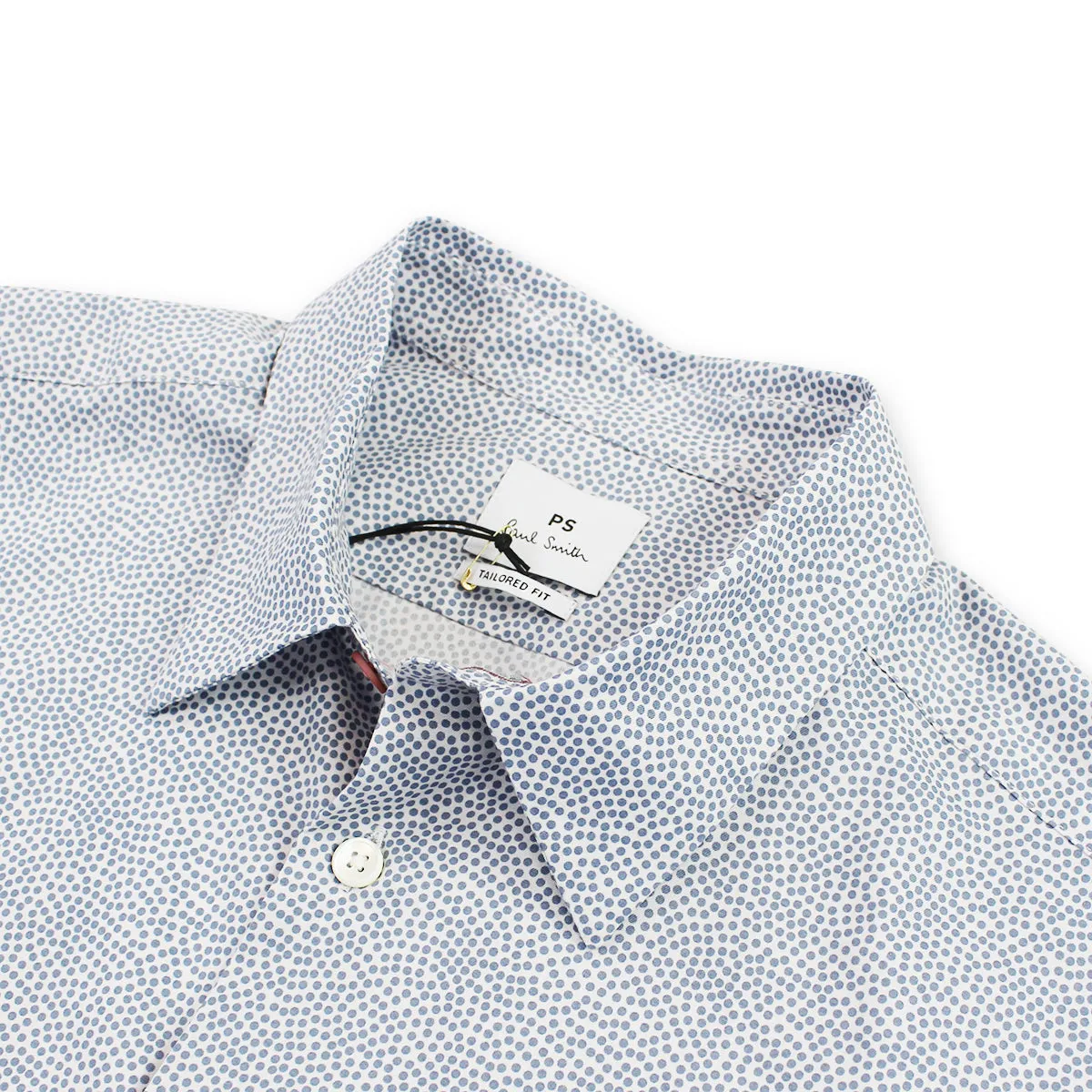 PS Paul Smith - Tailored Fit SS Patterned Shirt in White Seasonal Comfort Style