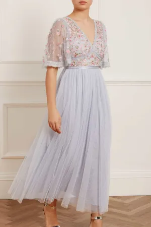 Ribbon Bouquet Bodice Ankle Gown NoiseFreeFabric