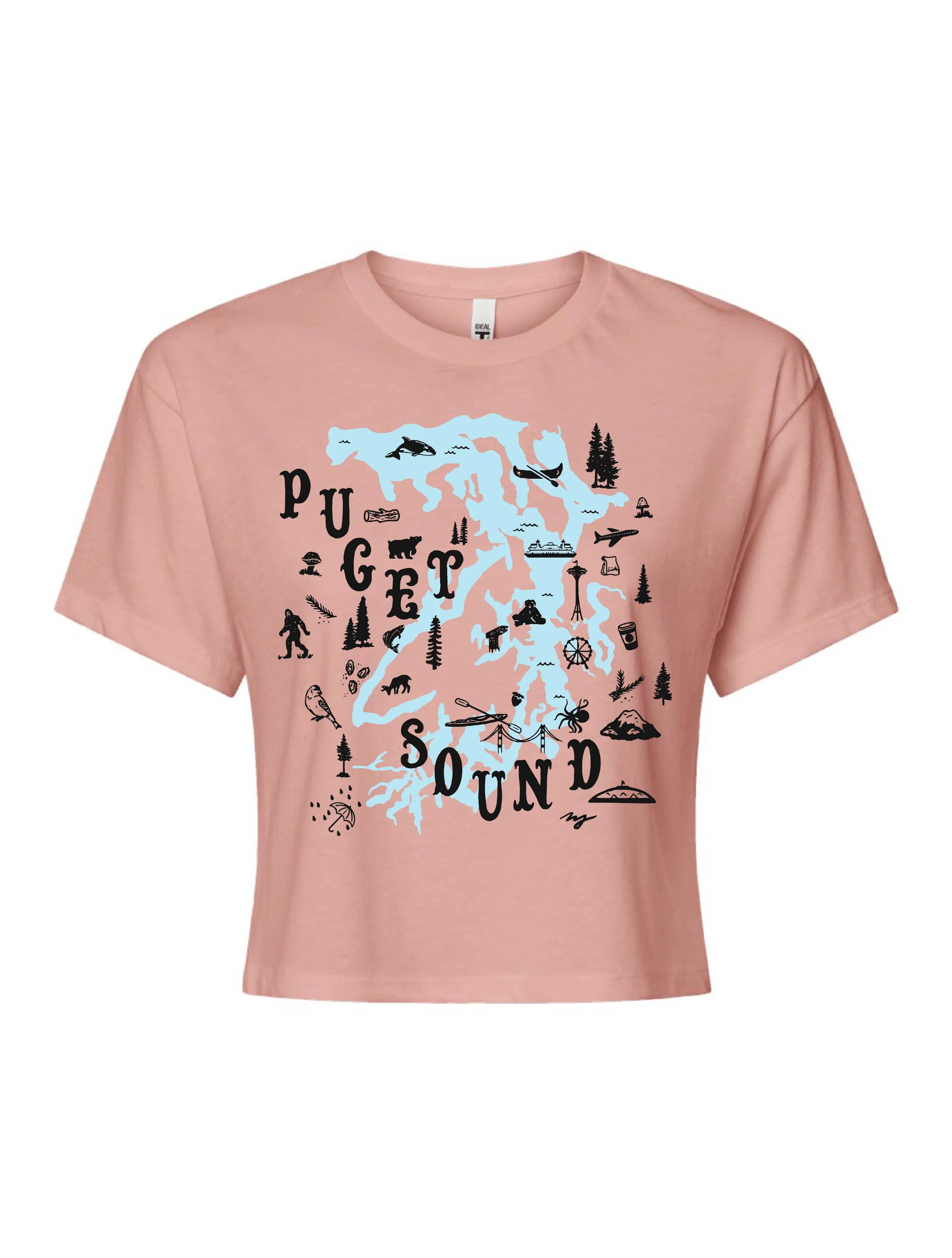 Chilly Day Essentials Versatile Layering Piece Puget Sound Map ?? Cropped T-Shirt