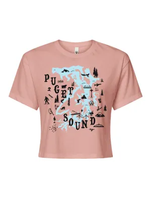 Chilly Day Essentials Versatile Layering Piece Puget Sound Map ?? Cropped T-Shirt