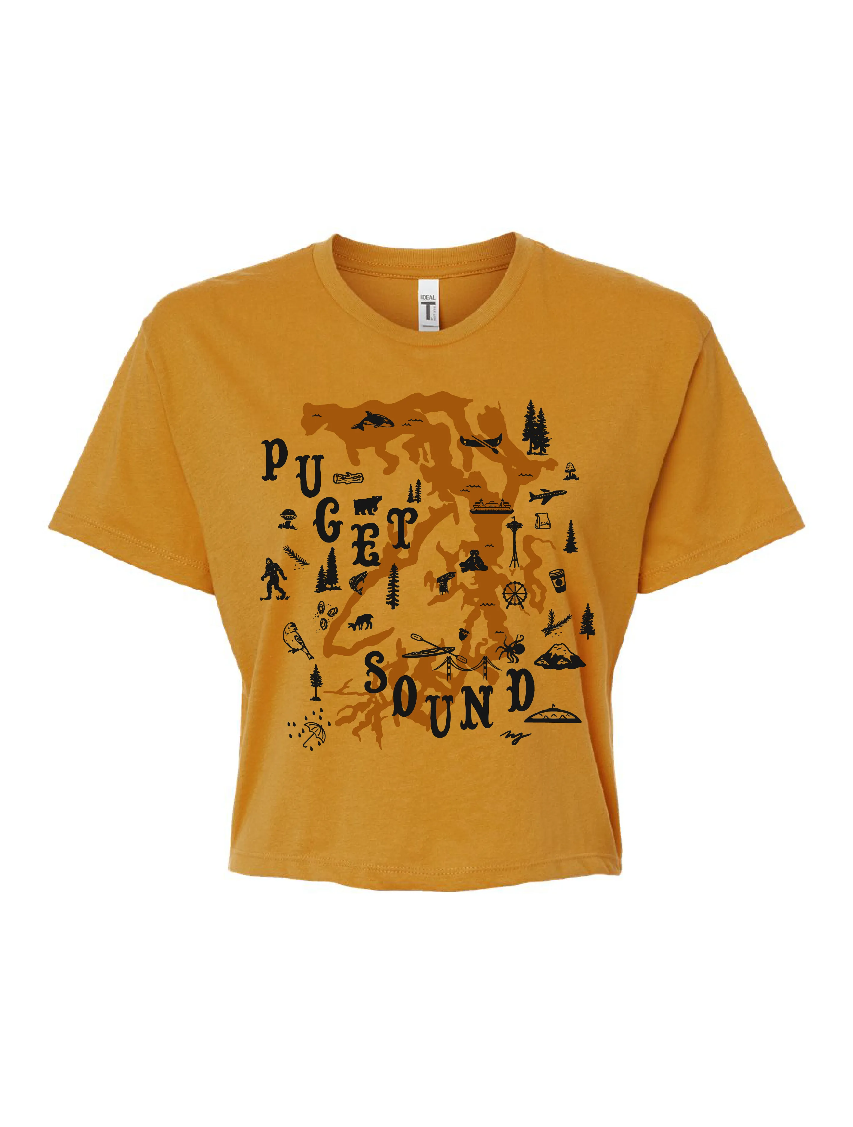 Puget Sound Map Variant ?? Cropped T-Shirt Active Flex Floral freshness