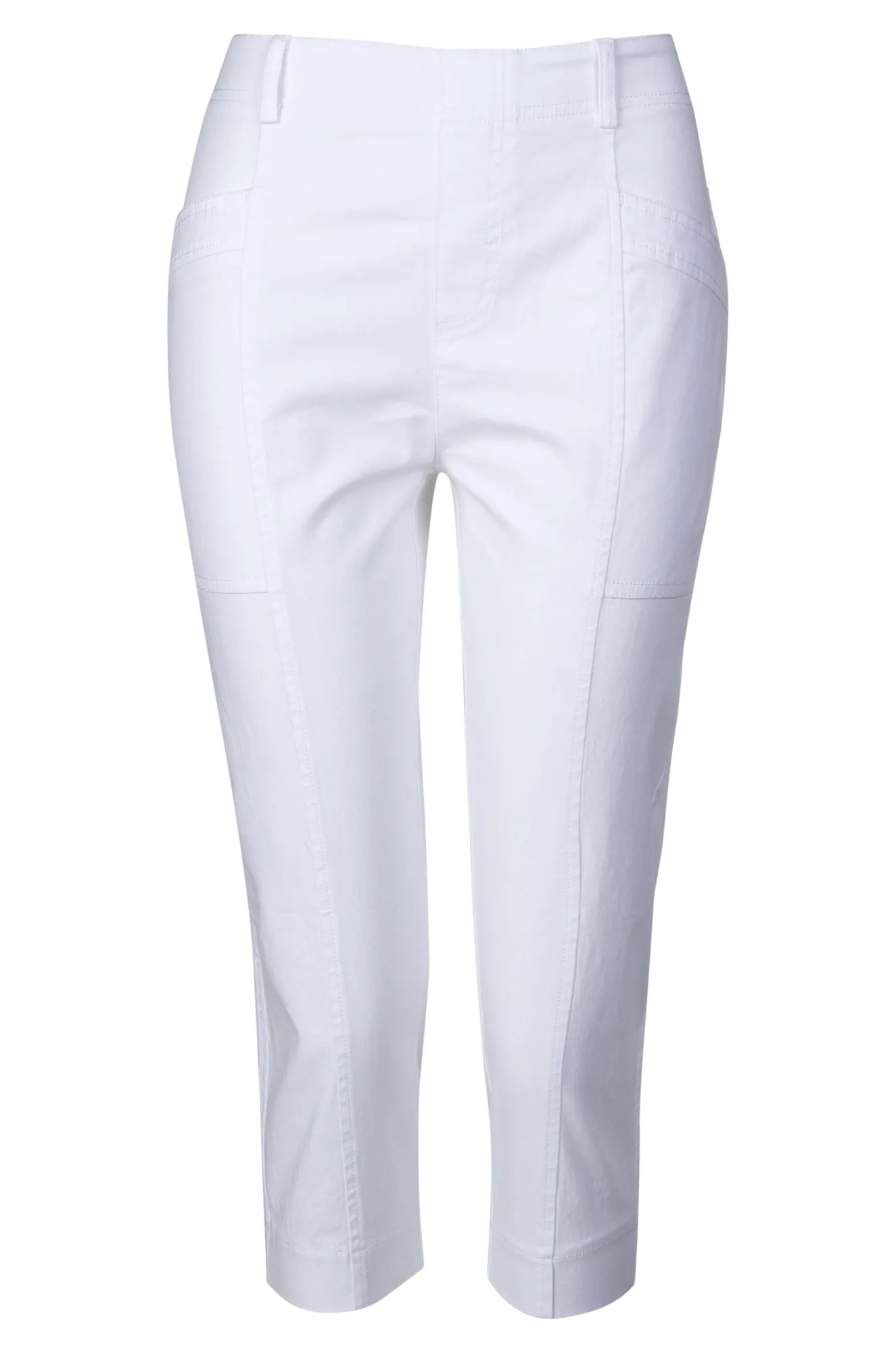 Pull on Mid Calf Pants | WHITE | 6822A1 Anti Slip Waistband PermeableCloth