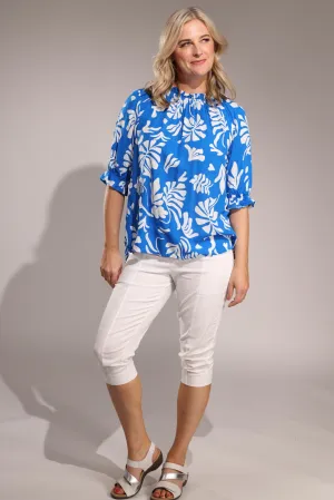 Pull on Mid Calf Pants | WHITE | 6822A1 Durable Stitching Organic Cotton