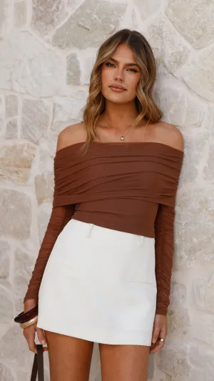 Isadora Off Shoulder Top - Chocolate Nature Base