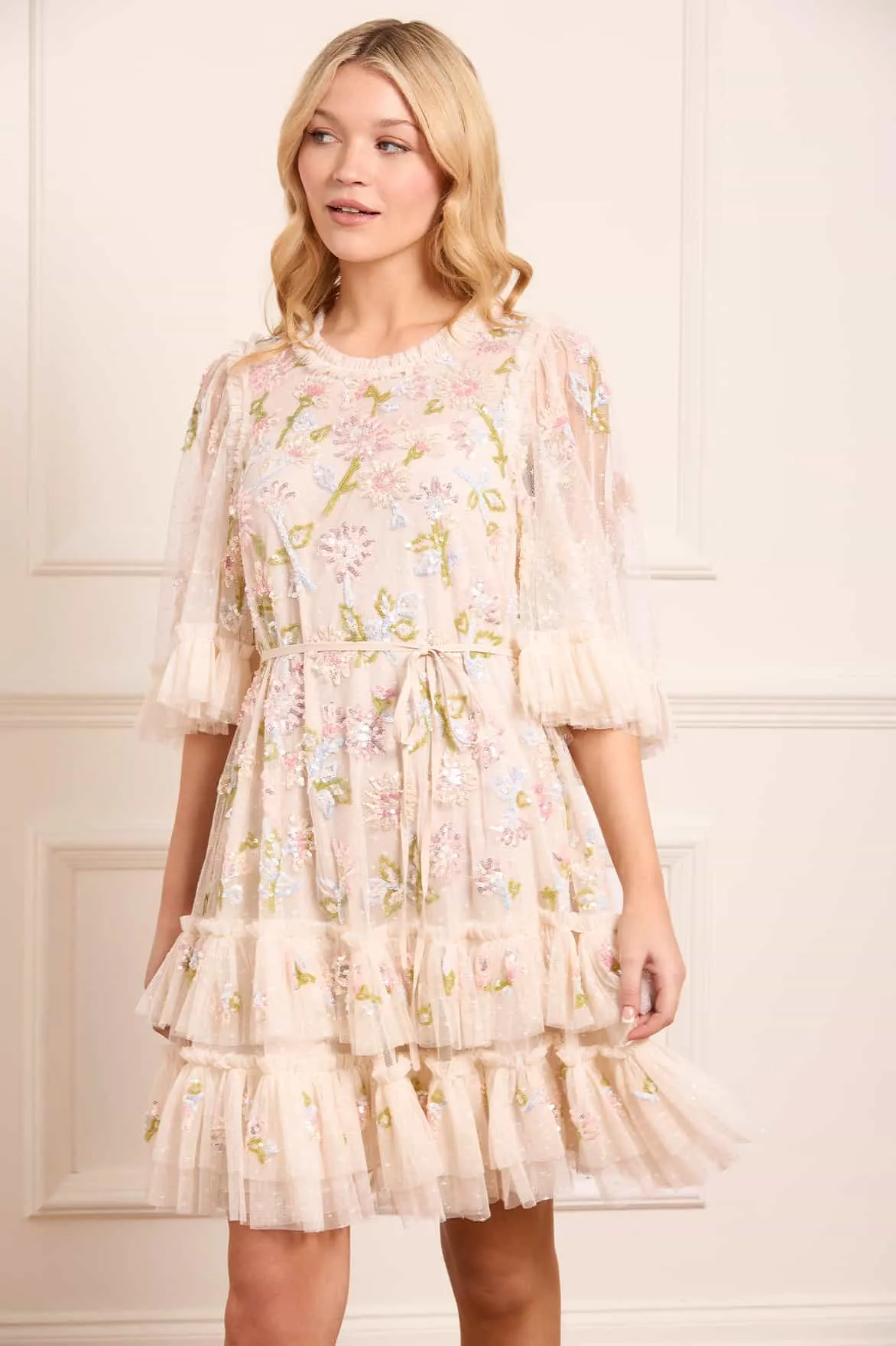 Sequin Dandelion Gloss Mini Dress Solid-color New York