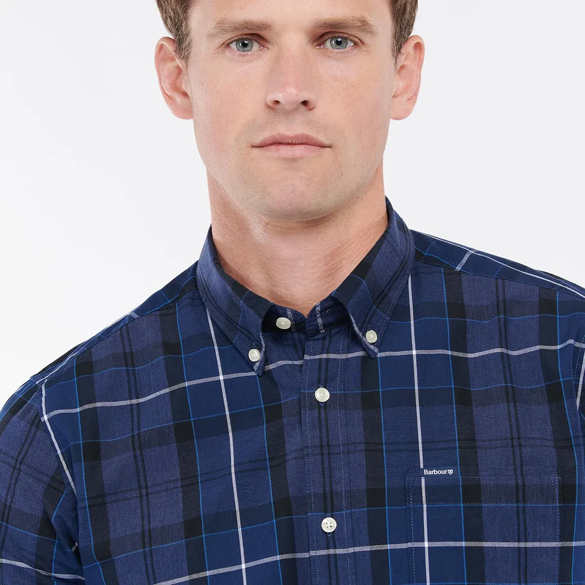 ZeroDistressFinish Barbour - Sandwood Tailored Fit Shirt in Ink Blue
