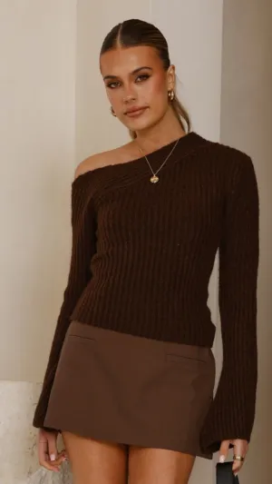 Ellira Long Sleeve Knit Top - Chocolate Street Fest WaterRepellentCoating