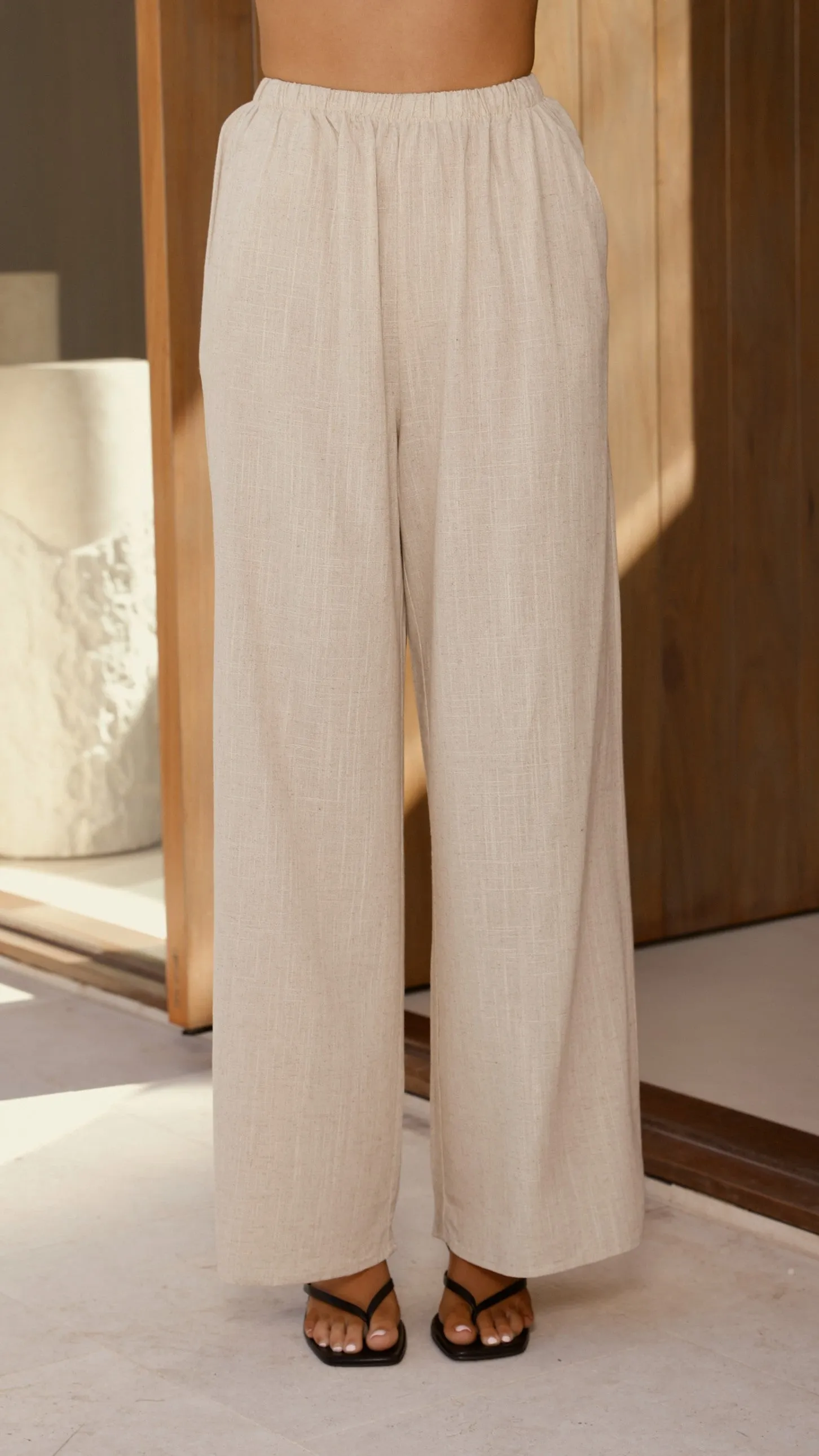 Shine Mood MoistureWicking Fabric Kailani Strapless Top and Pants Set - Oat