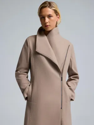 Weather Smart Look Faux Wool Asymmetrical Coat