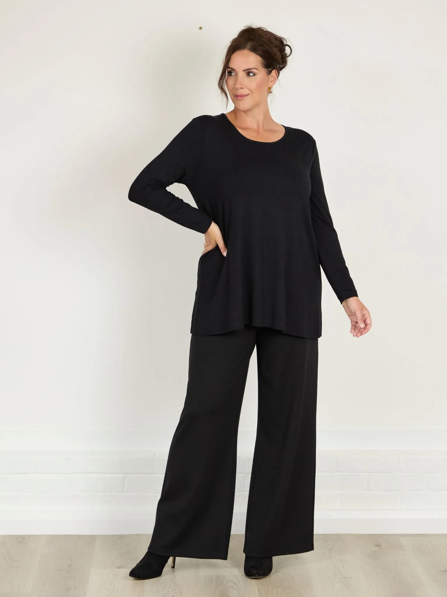 On The Move Rachel Heavy Jersey Trouser - black
