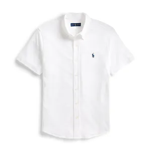 Ralph Lauren - Featherweight Mesh SS Shirt in White Comfy Stretch Breathable Layer Fit