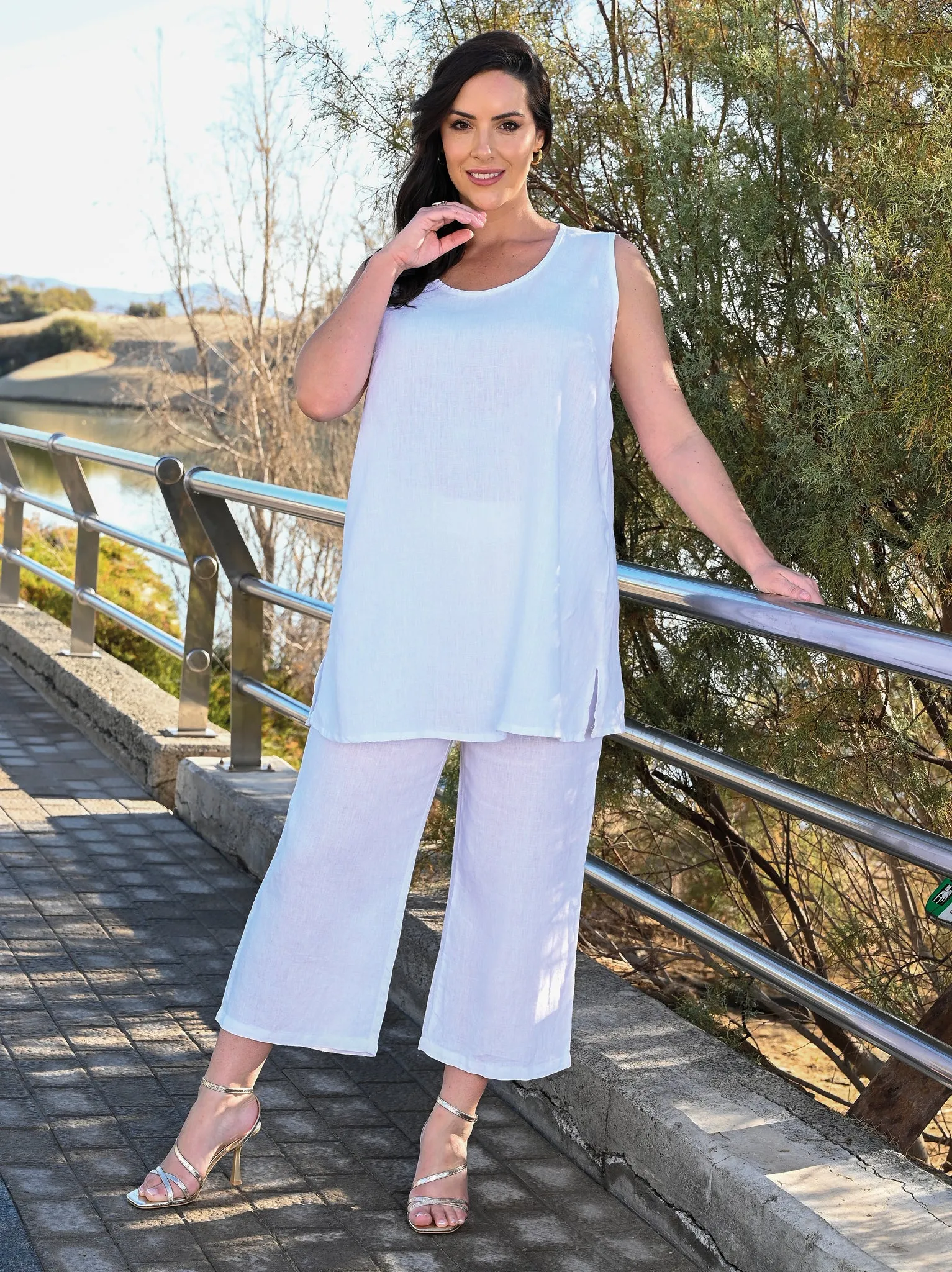 DurableReinforcedMaterial Zero Waste Manufacturing Ramona Linen Trouser - White