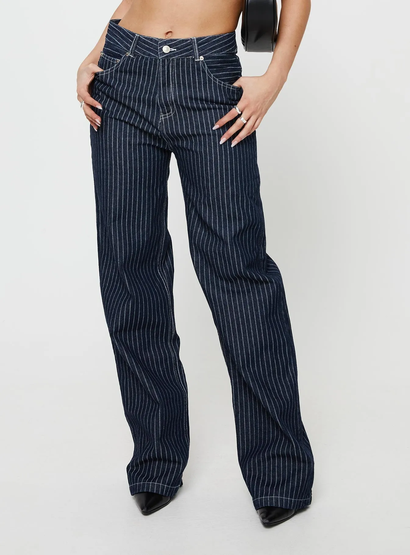 Chic Design Style Rathlyn Pinstripe Jeans Dark Denim