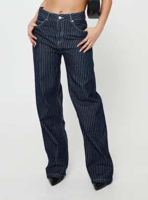 Chic Design Style Rathlyn Pinstripe Jeans Dark Denim