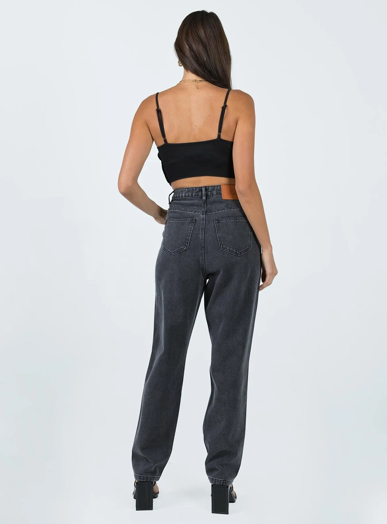 Emmette High Waisted Mom Jean Washed Black Street Appeal Smart Basic