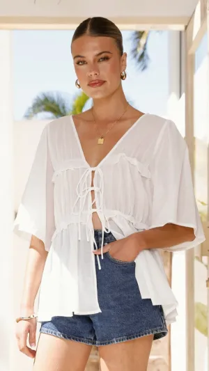 Sharp Cut Raya Top - White