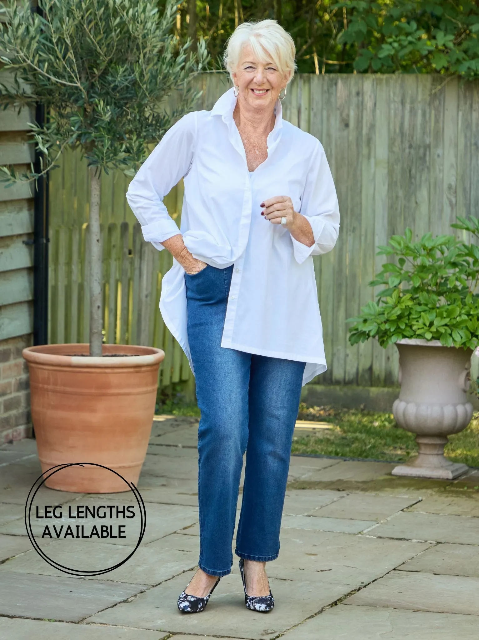 Anti Static Fabric Decorative stitching Rebecca Stretch Jean - Denim Blue