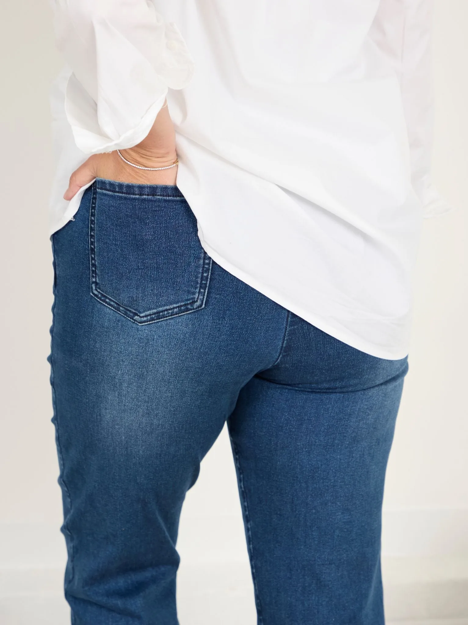 Rebecca Stretch Jean - Denim Blue Stain Resistant Weave