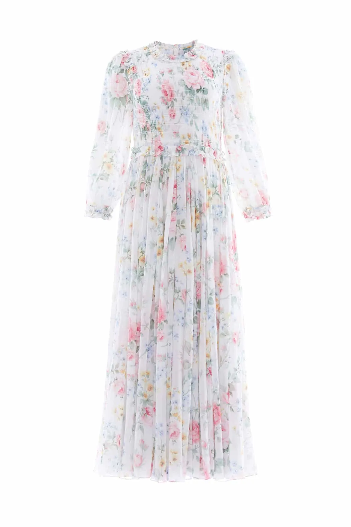 Pompadour Garden Chiffon Smocked Ballerina Dress Soft Structure Sleek Draping