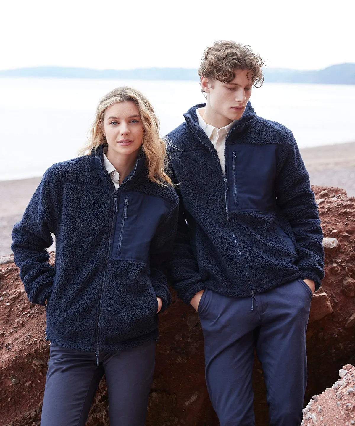 Camping Gear Heather Texture Recycled sherpa fleece | NAVY