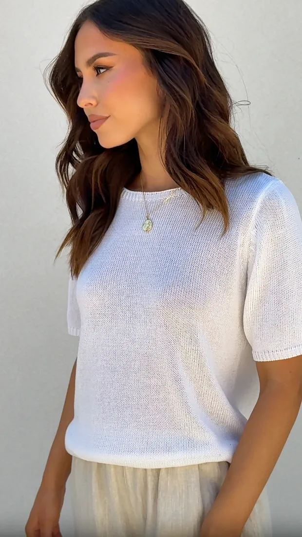 Trendy Sweatpants Summer Tee - White